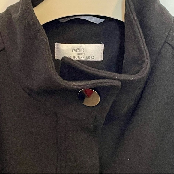 Wallis Black Funnel Neck Smart Coat EUC Size 16 - Picture 4 of 6